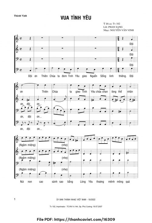 Vua tình yêu - Lm. Nguyễn Văn Vinh - Lời: Phan Sang - trang 1
