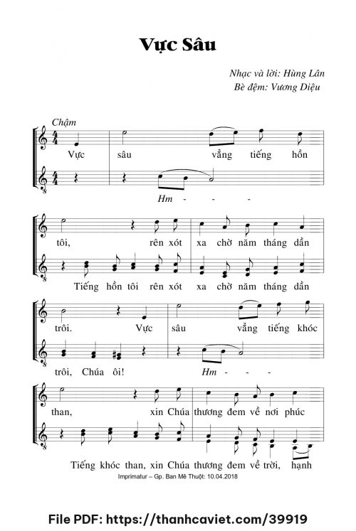 Vực sâu - Hùng Lân (Bè đệm: Lm. Vương Diệu) - trang 1