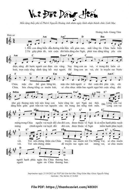 Vui đời dâng hiến - Lm. Giang Tâm - trang 1