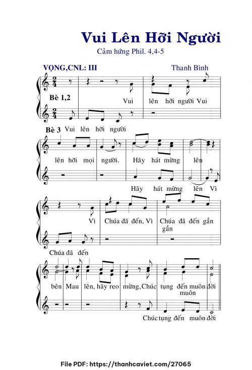 Vui lên hỡi người - Lm. Thanh Bình - trang 1