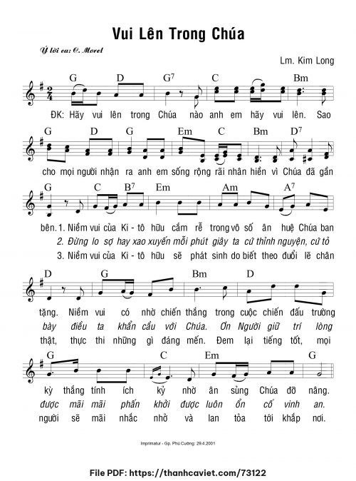 Vui lên trong Chúa - Lm. Kim Long - trang 1