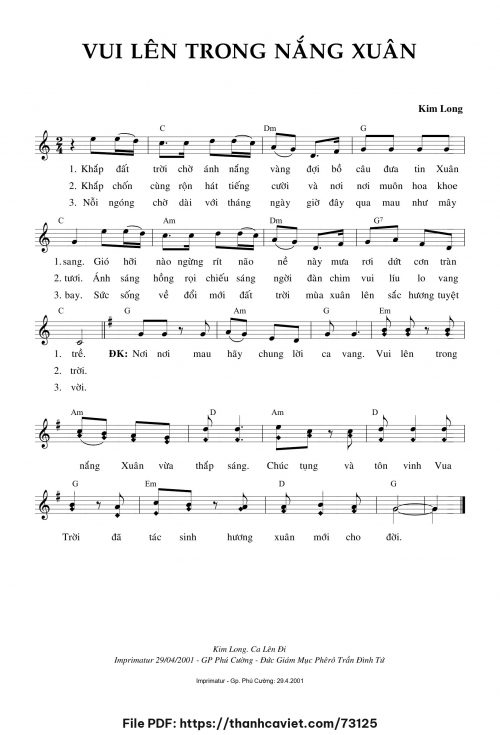 Vui lên trong nắng xuân - Lm. Kim Long - trang 1