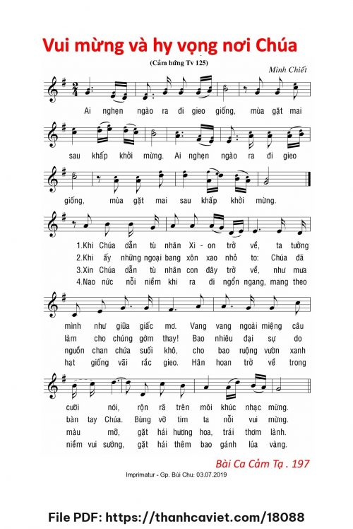 Vui mừng và hy vọng nơi Chúa - Lm. Minh Chiết - trang 1