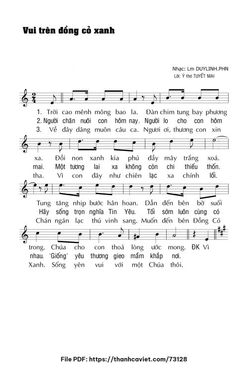 Vui trên đồng cỏ xanh - Lm. DUYLINH.PHN - trang 1