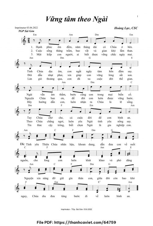 Vững tâm theo Ngài - Hoàng Lực, CSC - trang 1