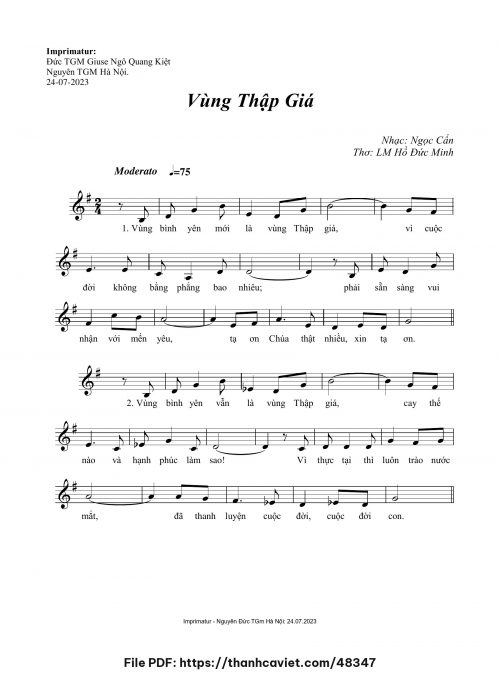 Vùng Thập giá - Ngọc Cẩn - Thơ: Lm. Hồ Đức Minh - trang 1