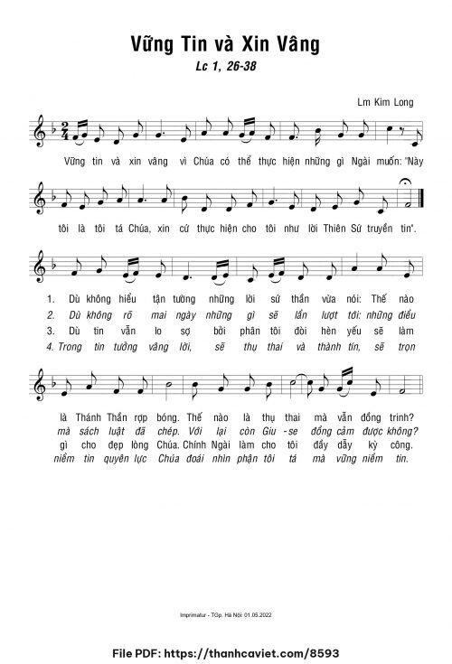 Vững tin và xin vâng - Lm. Kim Long - trang 1