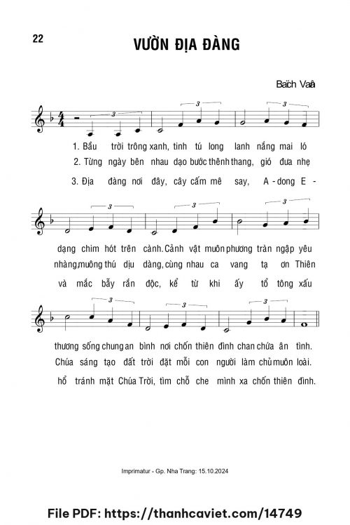Vườn địa đàng - Lm. Bạch Vân - trang 1