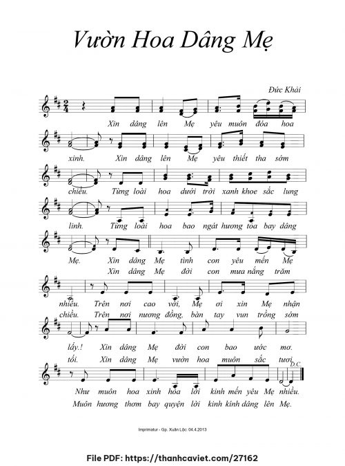 Vườn hoa dâng Mẹ - Đức Khải - trang 1
