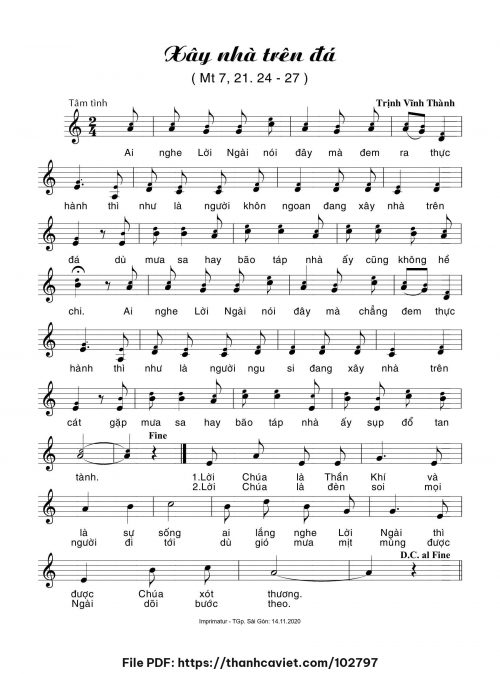 Xây nhà trên đá - Trịnh Vĩnh Thành - trang 1