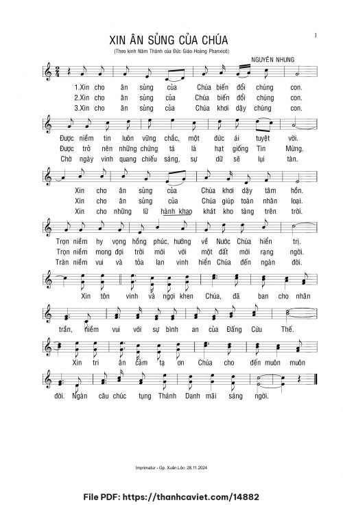 Xin ân sủng của Chúa - Nguyên Nhung - trang 1