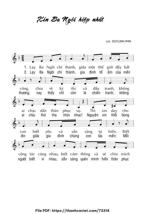Xin Ba Ngôi hiệp nhất - Lm. DUYLINH.PHN - trang 1