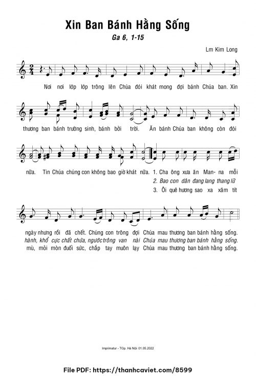 Xin ban bánh hằng sống - Lm. Kim Long - trang 1