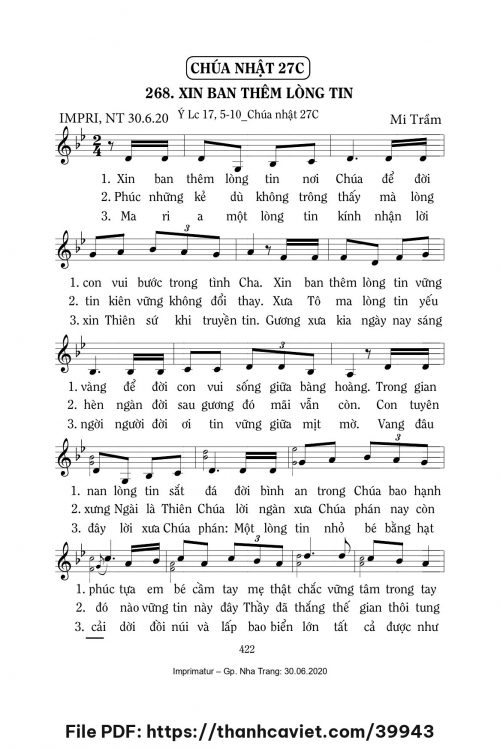 Xin ban thêm lòng tin [CN27 TNC] – - Lm. Mi Trầm - trang 1