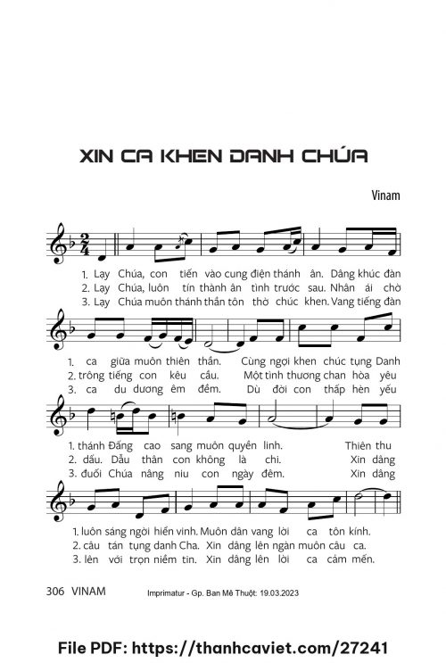 Xin ca khen danh Chúa - Vinam - trang 1