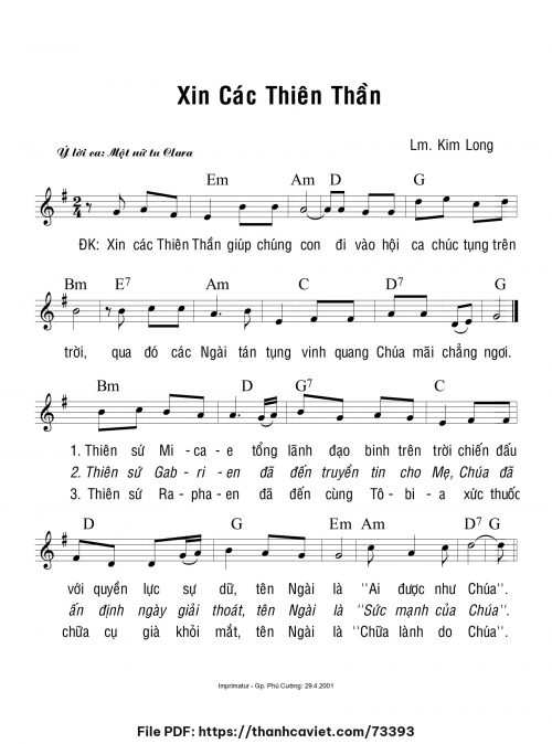 Xin các Thiên Thần - Lm. Kim Long - trang 1