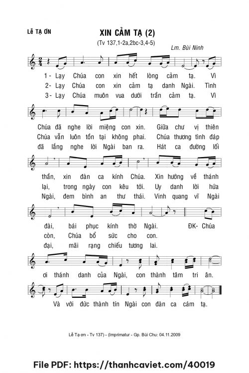 Xin cảm tạ 2 - Lm. Bùi Ninh - trang 1