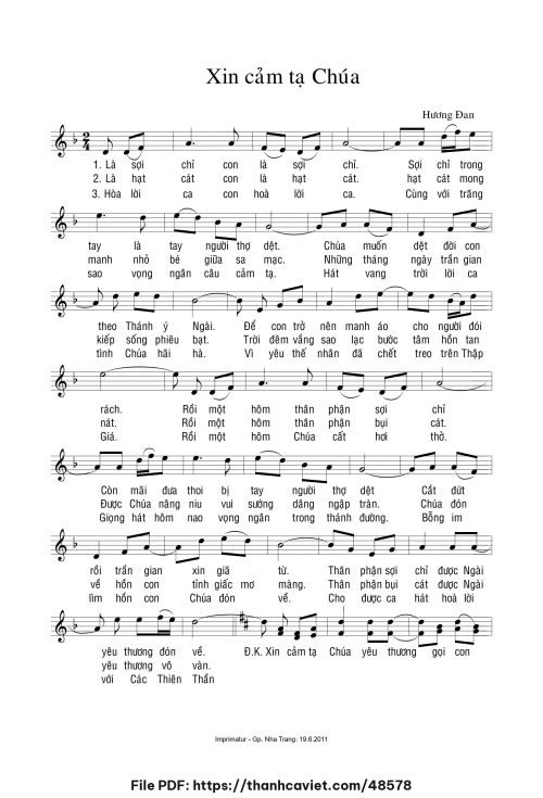 Xin cảm tạ Chúa - Sr. Hương Đan - trang 1