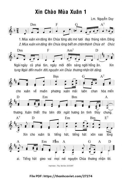 Xin chào mùa xuân 1 - Lm. Nguyễn Duy - trang 1
