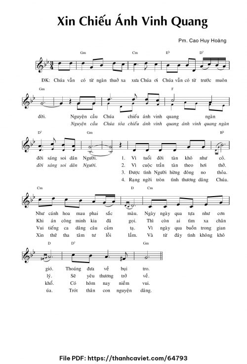 Xin chiếu ánh vinh quang - Cao Huy Hoàng - trang 1