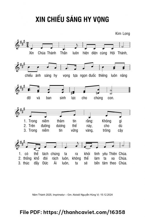 Xin chiếu sáng hy vọng - Lm. Kim Long - trang 1