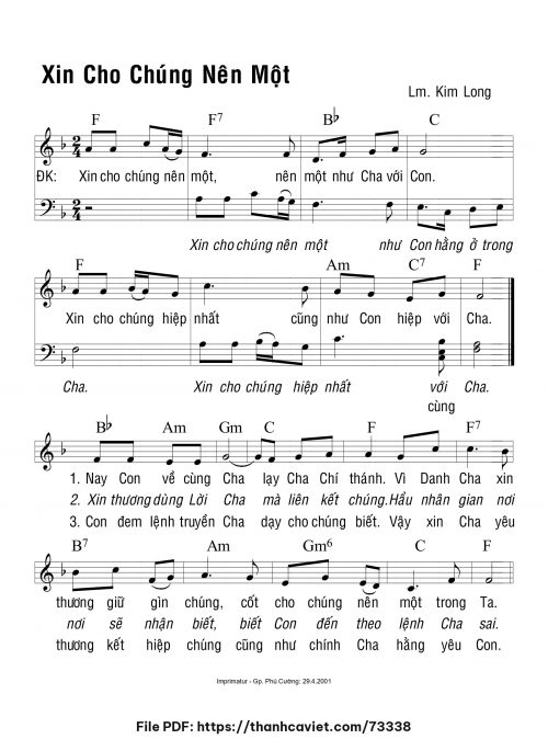Xin cho chúng nên một - Lm. Kim Long - trang 1