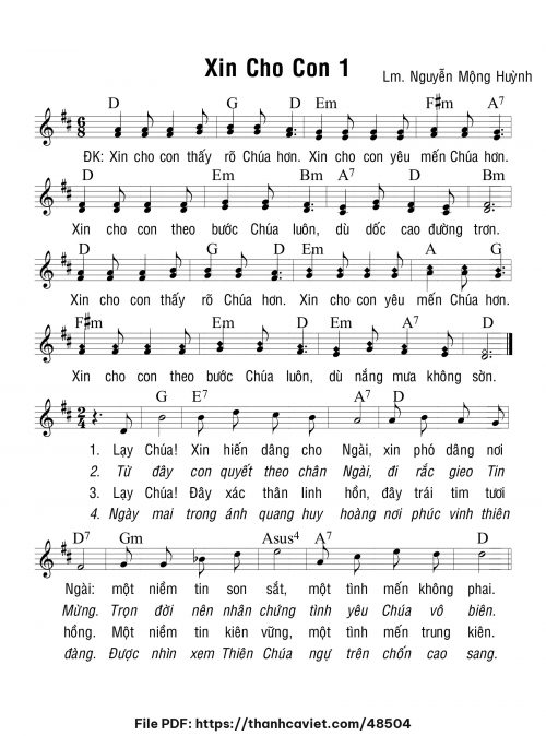 Xin cho con 1 - Lm. Nguyễn Mộng Huỳnh - trang 1
