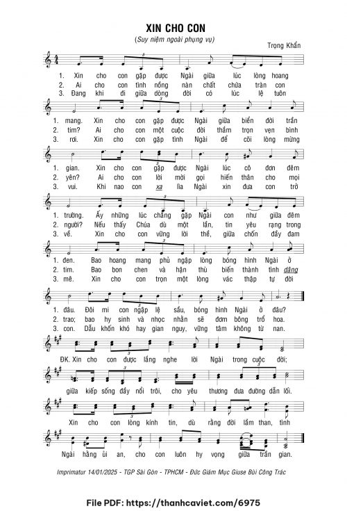 Xin cho con - Lm. Trọng Khẩn - trang 1