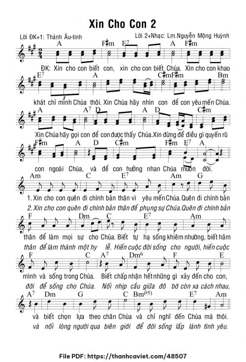 Xin cho con 2 - Lm. Nguyễn Mộng Huỳnh - trang 1