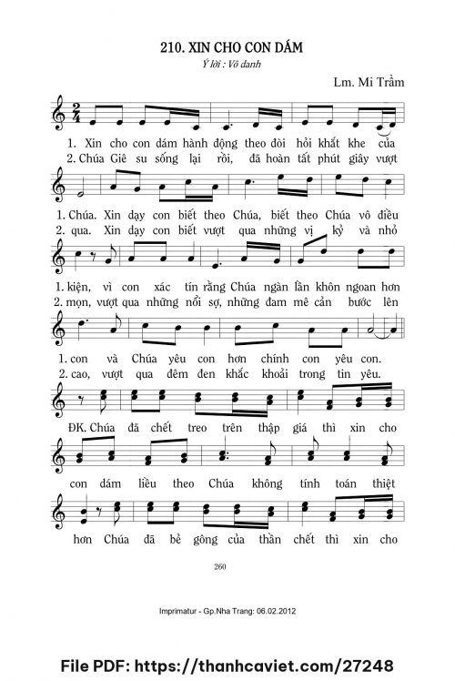 Xin cho con dám - Lm. Mi Trầm - trang 1