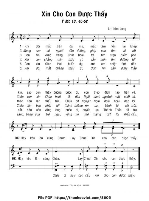 Xin cho con được thấy - Lm. Kim Long - trang 1