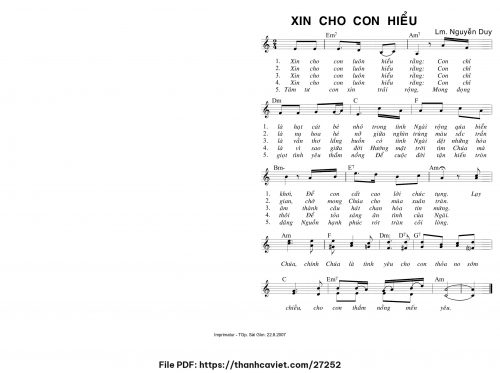 Xin cho con hiểu - Lm. Nguyễn Duy - trang 1