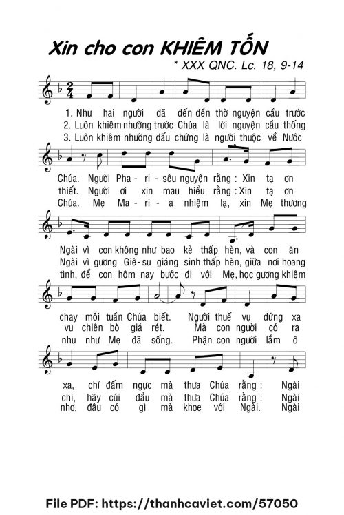 Xin cho con khiêm tốn - Lm. La Thập Tự - trang 1