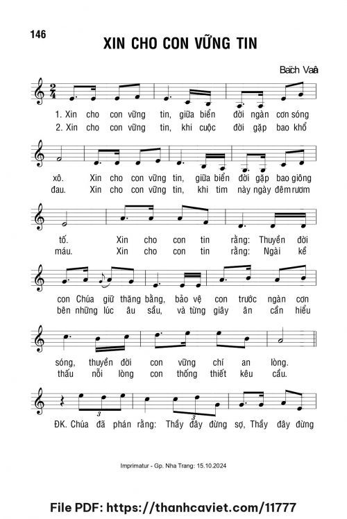 Xin cho con vững tin - Lm. Bạch Vân - trang 1