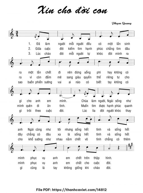 Xin cho đời con - Lm. Phạm Quang, OP - trang 1