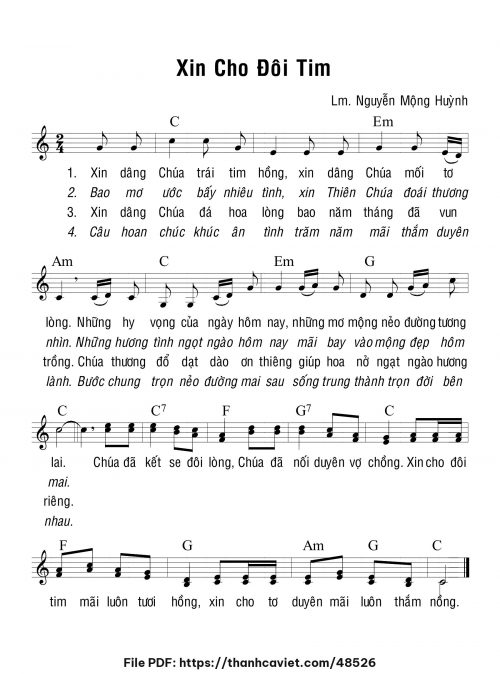 Xin cho đôi tim - Lm. Nguyễn Mộng Huỳnh - trang 1
