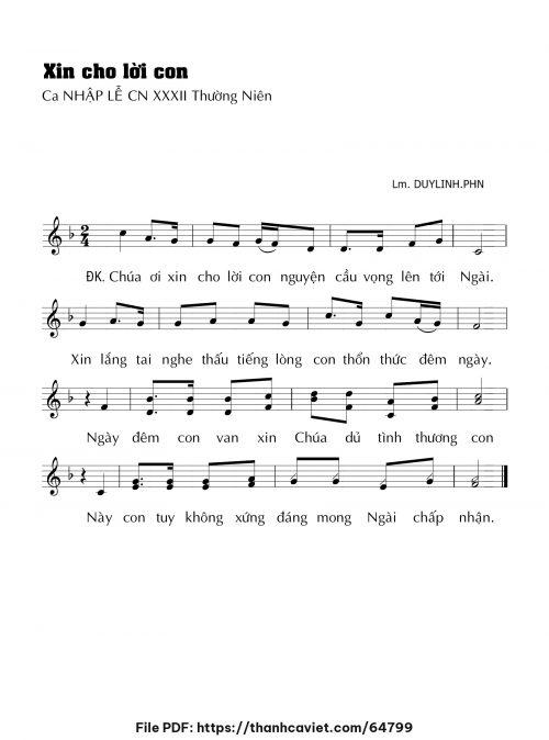 Xin cho lời con - Lm. DUYLINH.PHN - trang 1