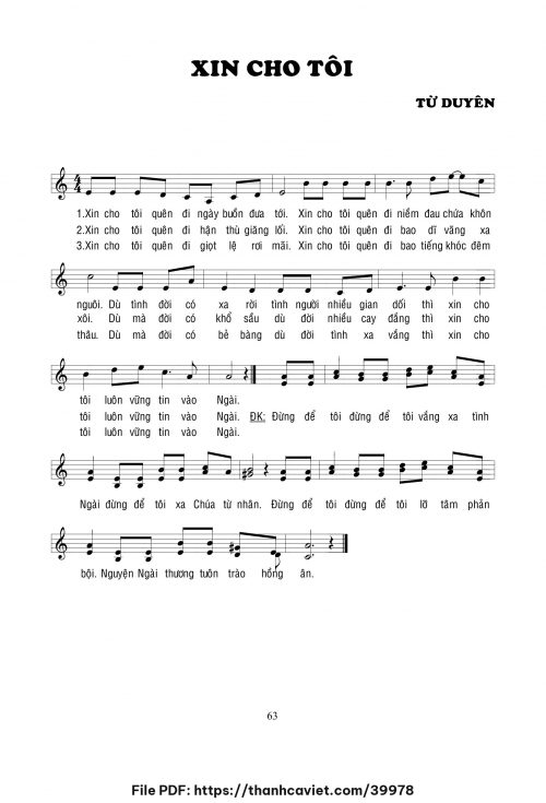Xin cho tôi - Lm. Từ Duyên - trang 1