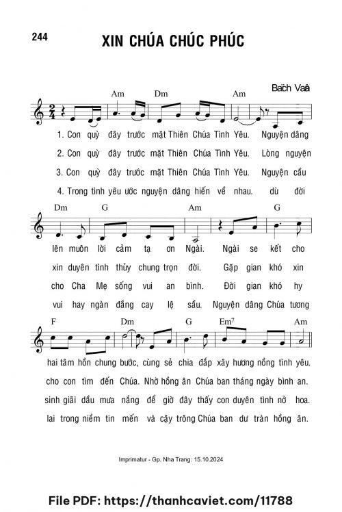 Xin Chúa chúc phúc - Lm. Bạch Vân - trang 1