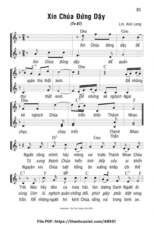 Xin Chúa đứng dậy - Lm. Kim Long - trang 1