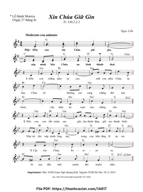 Xin Chúa giữ gìn - Ngọc Cẩn - trang 1