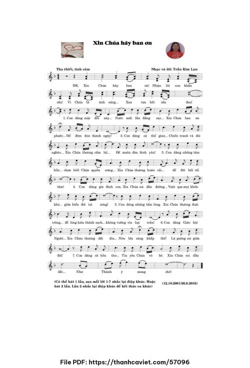 Xin Chúa hãy ban ơn - Trần Kim Lan - trang 1