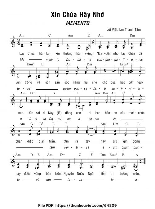 Xin Chúa hãy nhớ - Lm. Thành Tâm (Nhạc Ngoại, lời Việt) - trang 1