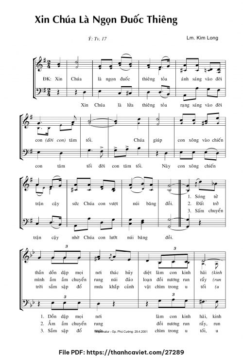 Xin Chúa là ngọn đuốc thiêng - Lm. Kim Long - trang 1