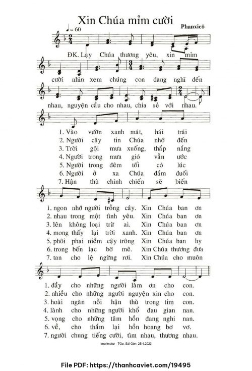 Xin Chúa mỉm cười - Phanxicô - trang 1