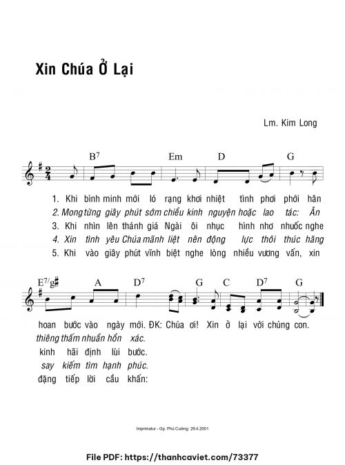 Xin Chúa ở lại - Lm. Kim Long - trang 1