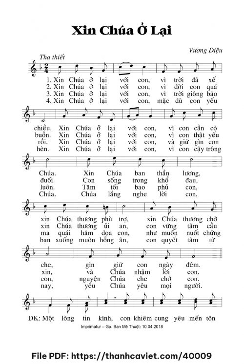Xin Chúa ở lại - Lm. Vương Diệu - trang 1