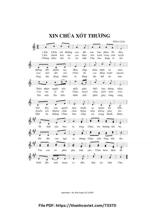 Xin Chúa xót thương - Sr. Thiên Uyên - trang 1