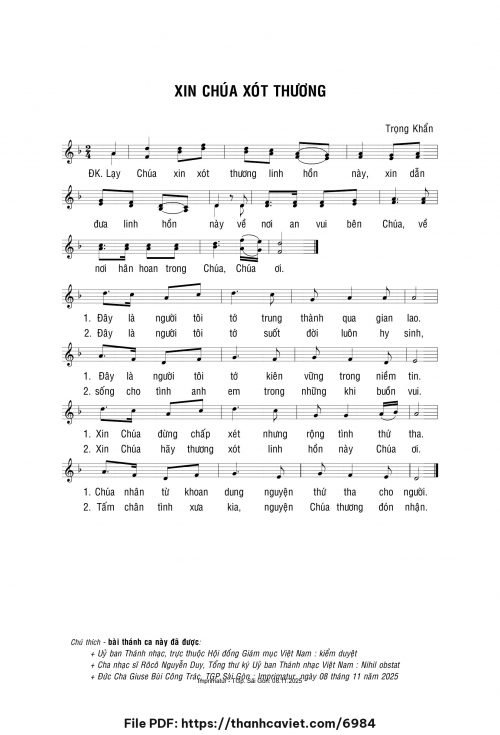 Xin Chúa xót thương - Lm. Trọng Khẩn - trang 1