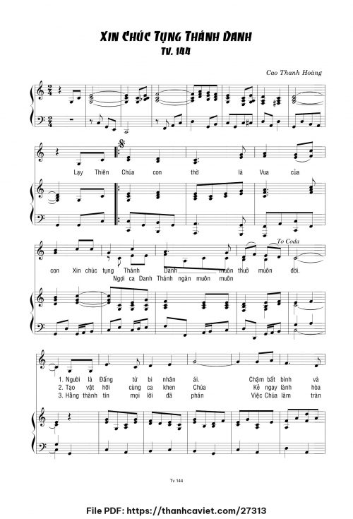 Xin chúc tụng thánh danh - Cao Thanh Hoàng - trang 1